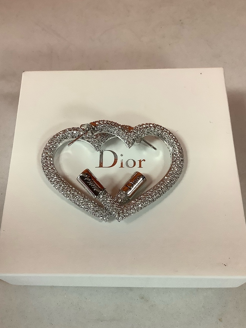 Dior Silver-tone Rhinestones Hoops - Picture 3 of 7